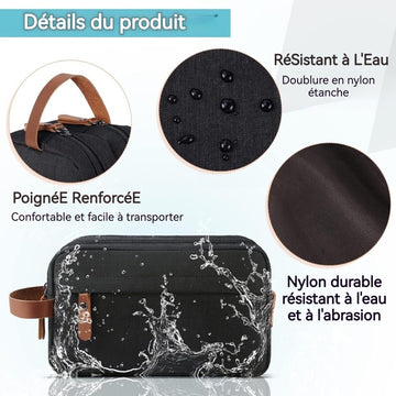 trousse de toilette 156g Portable Grande Capacité Imperméable Tissu Oxford Compartiment Multifonctionnel trousse de toilette voyage